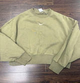 Nike Mini Center Swoosh Cropped Fleece Crewneck Sweatshirt Olive Green Size XS Photo 0