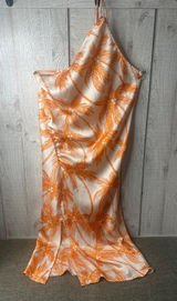 Future Collective Womens Small Slip Dress Orange White Palm Trees Beach Cruise Photo 0