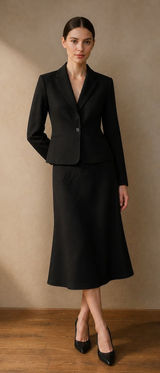 Jones New York Essentials Black 2-Piece Skirt Suit Size 12 Blazer and Skirt Photo 0