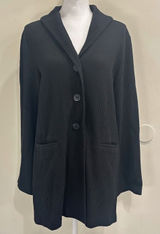 Eileen Fisher‎ Black Waffle Knit Shawl Collar Longline Cardigan Large Minimalism Photo 0