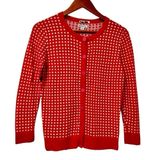 Merona Womens Pink White Polka Dot Cardigan Sweater Button Small Worn By Actress Photo 0