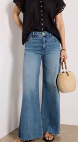 Kut from the Kloth Ryan Fab Ab Super Wide Leg Blue Jeans Size 12 Photo 0