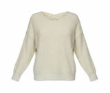 Skies Are Blue Small Oatmeal‎ Sweater Criss Cross Back Chunky Knit Cozy Casual Photo 0