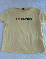 I heart crying cropped t shirt Yellow Size XS Photo 0