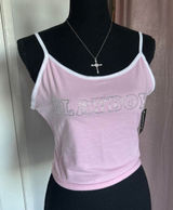 Pink Playboy tank top with rhinestone logo Photo 0