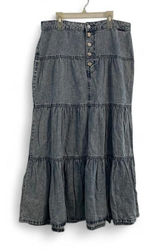 M Jeans Maurices Women's 8 Denim Maxi Skirt Ruffle Jean Acid Wash High Waist Photo 0
