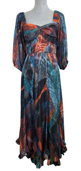 Anthropologie Hutch Twist Front Puff Sleeve Ruffle Hem Dress 4 Wedding Guest Photo 0