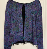 Purple sparkly paisley beaded cardigan with beaded black fringe Photo 0