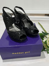 Madden Girl Black Slingback Heels Peep Toe Platform Pumps Party Shoes Photo 0