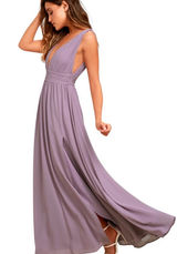 Lulus Low Cut Light Purple Formal Maxi Dress Size Small NWT Wedding Guest Prom Photo 0