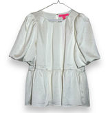 Lilly Pulitzer Blakelynn Cream Satin Peplum Puff Sleeve Top NWT Size 6 Coconut Photo 0