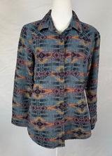 Ariat Re-AL Relaxed Fit Southwestern Jacquard Button Down Shirt Blue Purple Sz M Photo 0