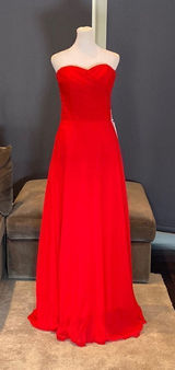 Women’s Full Length Red Chiffon Prom Party Dress Sweetheart Neckline Size 6 NWT Photo 0