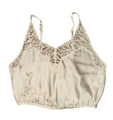 Free People Ivory Lace Satin Cropped Cami Tank Top XS Romantic Lingerie Y2K Photo 0