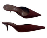 Schutz Burgundy Suede Leather Pointed Toe Mule Kitten Heels Womens 9.5 Classic Photo 0
