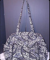 Vera Bradley Diaper Bag Women Large Black White Paisley Quilted Tote Photo 0