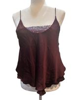 Sequin Cami Top Maroon Sleeveless Party Tank Top Photo 0