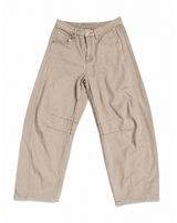 Women's Taupe Barrel Leg Jeans Size Small‎ Cropped High Rise Cotton Pants Photo 0