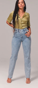 Abercrombie & fitch the 90s straight ultra high-rise light wash jeans 6 28” S Photo 0