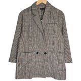 Miou Muse Plaid Blazer‎ Women's Size M Double Breasted Longline Oversized Jacket Photo 0