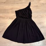 Kimchi Blue Black One Shoulder Mini Dress Rayon Pleated Skirt Size Small S Photo 0