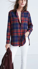 Madewell Flannel Oversized Ex-Boyfriend Shirt in Lewis Plaid Photo 0