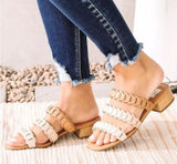 DV‎ Dolce Vita Nalani Braided Block Heel Sandals Tan Cream Ombre Womens 9 Photo 0