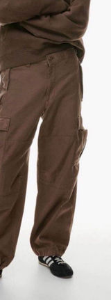 Aritzia Tna Cotton Cargo Pants Brown Utility Parachute Joggers Size 6 Photo 0