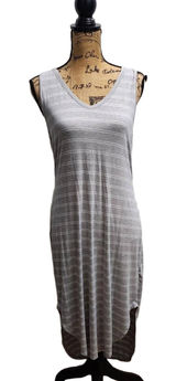 OLIVE+OAK Dress Womens Size Large Blue Striped Sleeveless‎ VNeck Modern Summer Photo 0