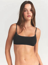 Skims Lightweight Cotton Logo Picot Scoop Bralette Soot Tonal XS Photo 0