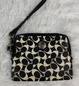 COACH Black White Signature Coated Canvas Wristlet Photo 0