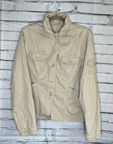 Jones New York Tan Utility Button-Up Collared Jacket Tailored SZ 12 Cargo Field Photo 0