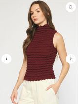 NWT entro Tyra Y2K Mockneck Popcorn Texture Tank Top sz L Photo 0