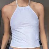 Brandy Melville White Cotton Halter Top Tank One Size Photo 0