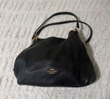 Coach Hallie F80268 Black Pebbled Leather Hobo Bag Photo 0