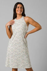prAna Jewel Lake Dress Women’s L Birch Spots Built-In Bra Pockets Active Midi #7 Photo 0