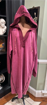 Oli & Hali Washed Pink Hooded Sweatshirt Tunic Dress – Size Large Photo 0