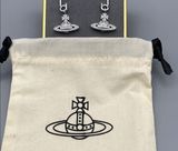 Vivienne Westwood Silver Tone Safety Pin Earrings w Drop Orb. Crystal encrusted Photo 0