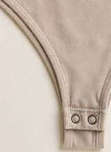 Abercrombie & Fitch Soft A&F Beige Henley Bodysuit Size M Sleeveless Snap Front Photo 0