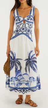 NEW Farm Rio Wonderful City Tropical Print Off White Maxi Dress sz XXS Photo 0