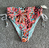 aerie Floral Bikini Bottoms in Coral, Turquoise & Brown Photo 0
