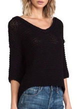 FREE PEOPLE Park Slope Oversized Slouchy Knit Crochet Sweater Black size Small Photo 0