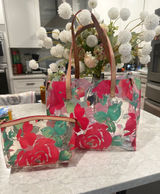 Dooney & Bourke clear PVC floral tote bag with matching makeup bag Photo 0