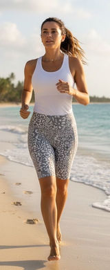 Athletic Works Leopard‎ Print Shorts Women Grey White Stretch Workout Gym Size L Photo 0
