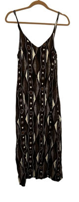 Simply‎ Fashion Brown Tan V Neck Spaghetti Strap Lightweight Midi Dress Medium Photo 0