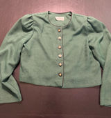 Miss Dorby‎ Vintage Green Houndstooth Cropped shirt Gold Crest Buttons Photo 0