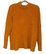 Sabrina Lauren New York mock neck textured‎ teddy sweater orange yellow medium Photo 0