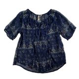 Y2K Mudd L Large Top Sheer Aztec Graphic Whimsygoth Fairy Boho Grunge Women's Photo 0