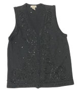 Yarnworks Sweater Vest Black Size Medium‎ Heavily Jeweled Beaded NWOT 18"x25" Photo 0
