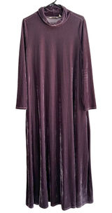 Soft Surroundings Plum Purple Velvet Cowl Neck Maxi Dress Long Sleeve 2EZ97 L Photo 0